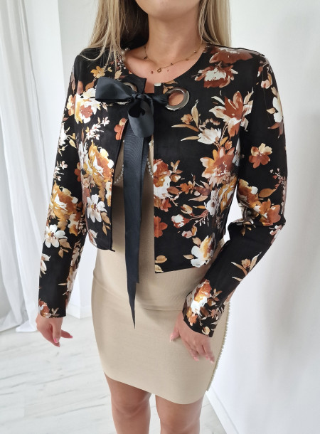 Elegancki żakiet zamsz 251589 czarny