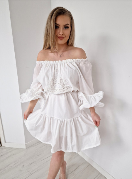 Bawełniana sukienka boho 1892 biała