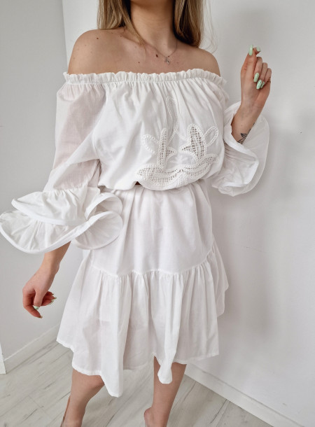 Bawełniana sukienka boho 1892 biała