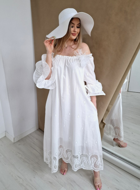Sukienka maxi boho 2818A biała