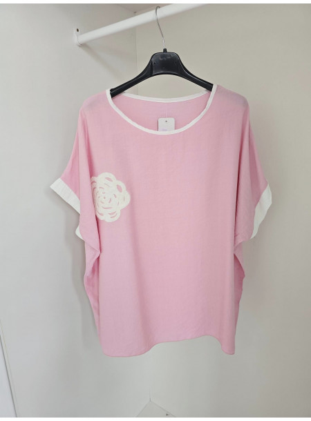 Bluzka z różą 2556 różowa