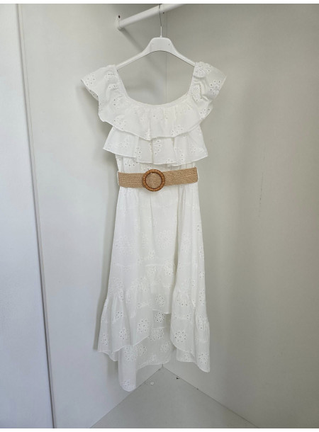 Sukienka boho 18044 biała
