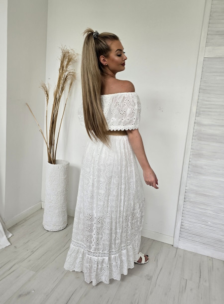 Sukienka boho hiszpanka 18062 biała 2