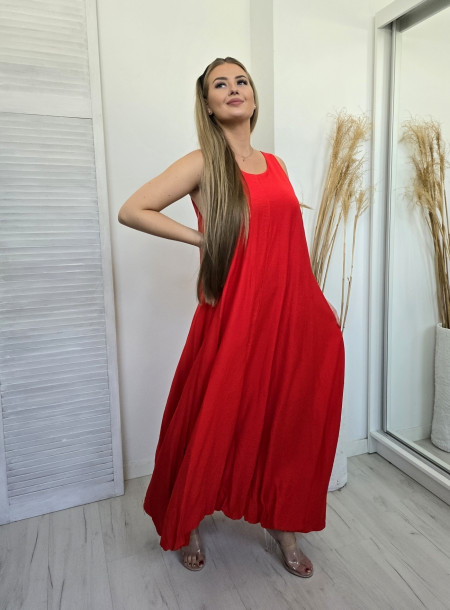 Wiskozowa sukienka 57365 czerwona