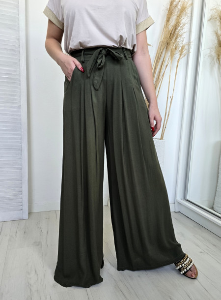 Spodnie palazzo 90191 khaki