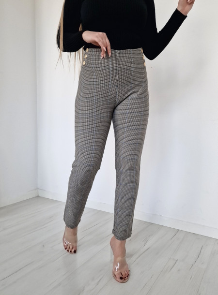 Eleganckie spodnie pepitka 8836 niebieskie