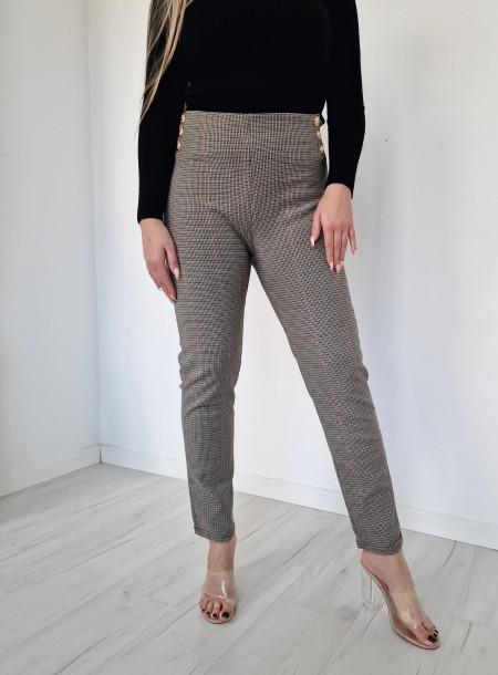 Eleganckie spodnie pepitka 8836 czerwone