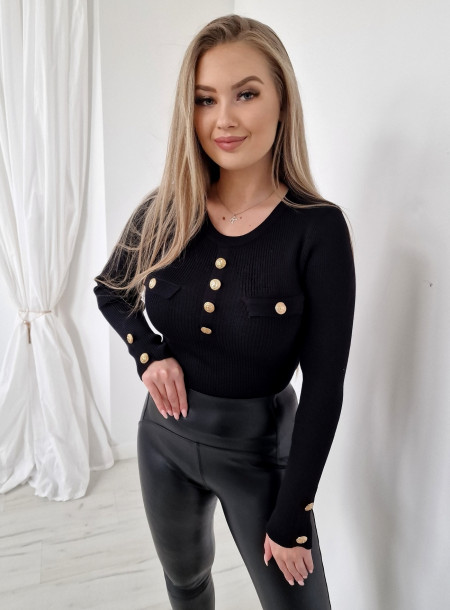 Bawełniana bluzka prążek 9296 czarna