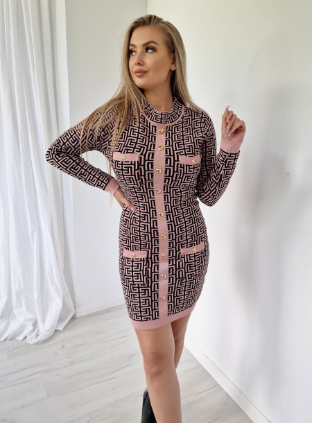 Wiskozowa sukienka 98400 różowa