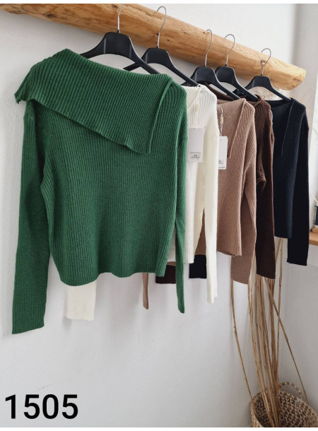 Sweter prążek 1505 brązowy 2