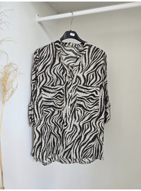 Bluzka koszulowa zebra 6987 beż 2