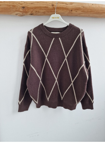 Sweter oversize 23049 czekoladowy 2