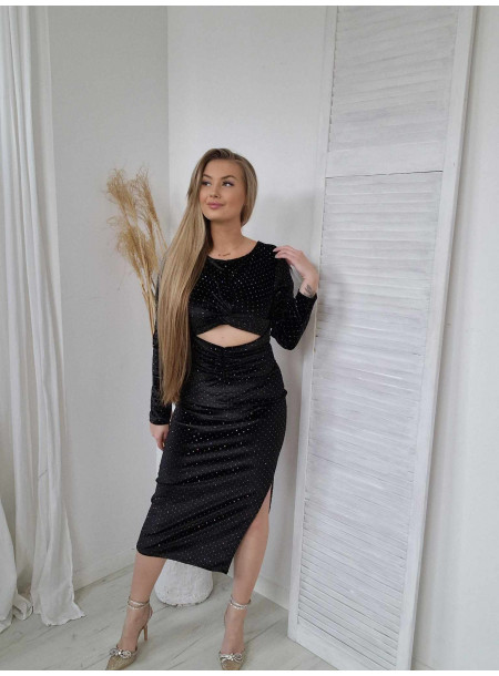 Sukienka welur brillantini 7103 czarna