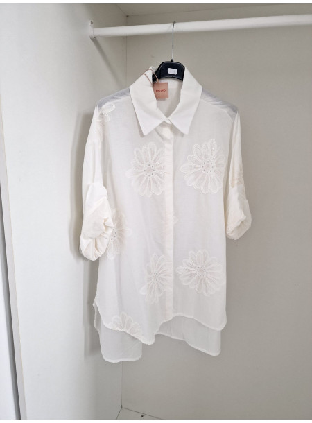 Koszula oversize 15921 biała