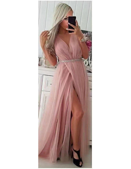 Elegancka sukienka maxi tiul 3598