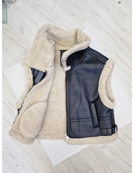 Kamizelka kożuszek TT032 czarny 2