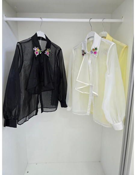 Szyfonowa koszula biżu 2635