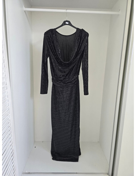 Sukienka cekiny maxi 25635 czarna