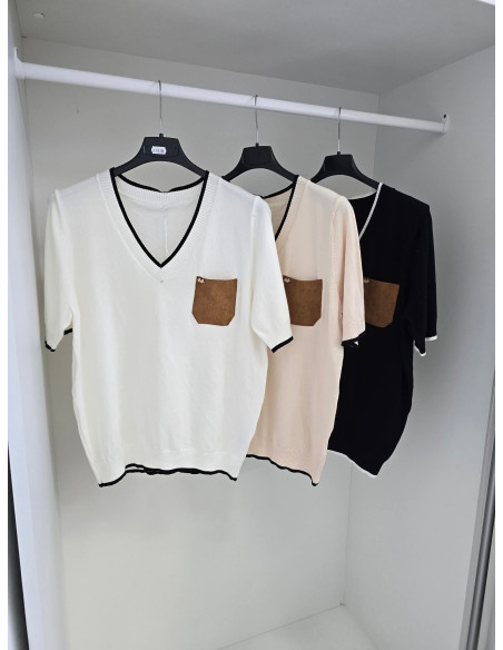 Wiskozowy sweter na krótki rękaw 517