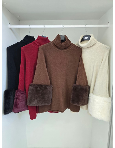 Mięsisty sweter z futerkiem G222