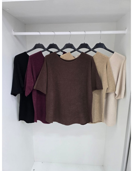 Wiskozowy sweter na krótki rękaw 2501