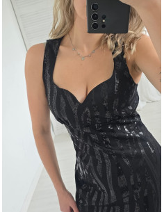Elegancka Sukienka Z Cekinami 8926 Czarna