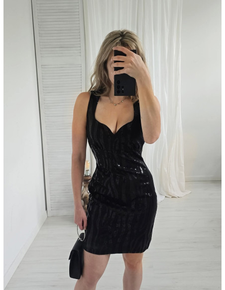 Elegancka Sukienka Z Cekinami 8926 Czarna 2