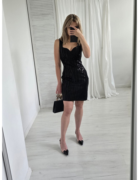 Elegancka Sukienka Z Cekinami 8926 Czarna