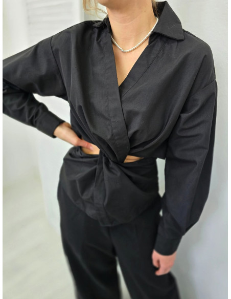 Koszula Przekładana 9333 Czarna