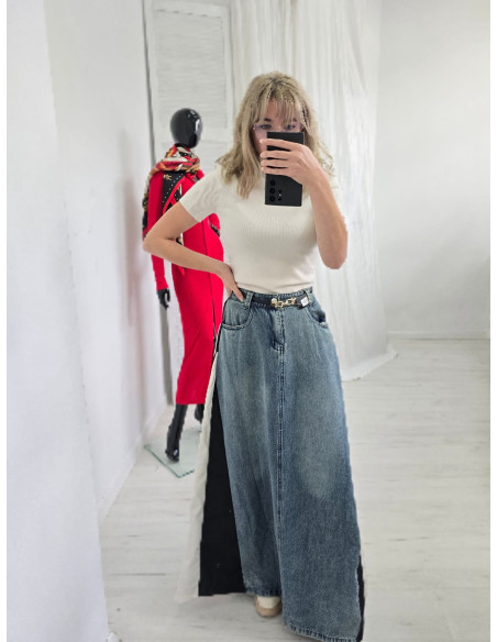 Spódnica maxi jeans J2185 niebieska