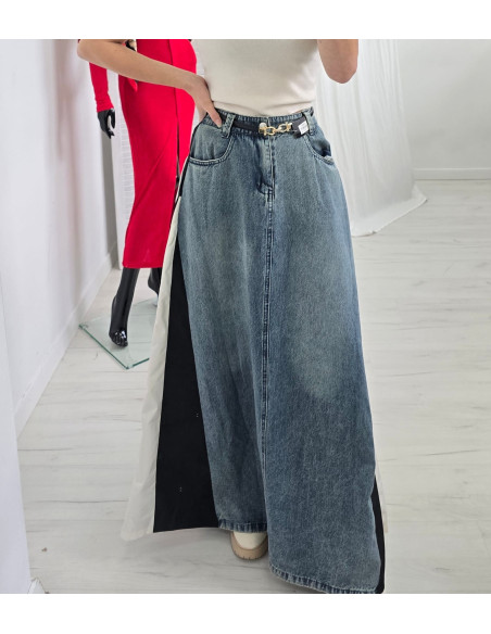 Spódnica maxi jeans J2185 niebieska