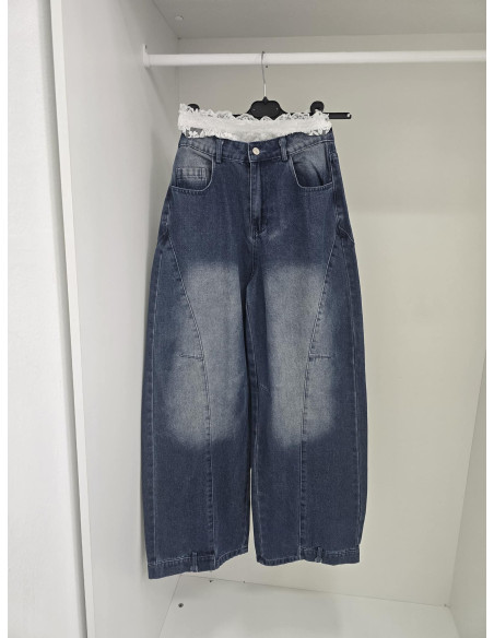 Spodnie jeans koronka 8873 2