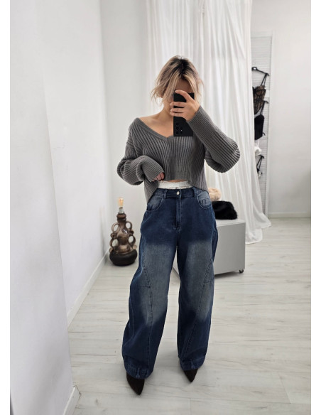 Sweter z topem 1472 szary