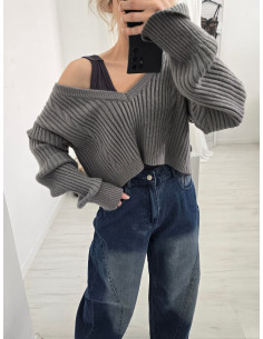 Sweter z topem 1472 szary