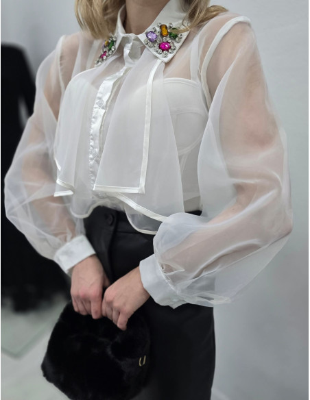 Szyfonowa koszula biżu 2635