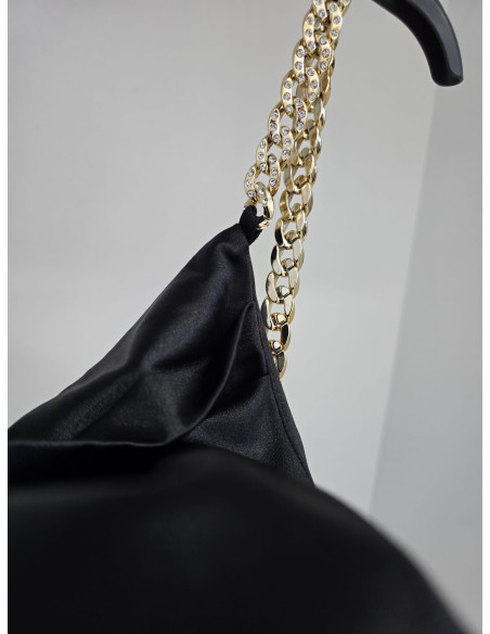 Sukienka Satynowa z Marszczeniem 19072 Czarna 2