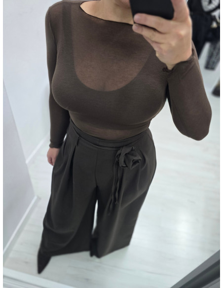 Spodnie palazzo z różą 8511 2