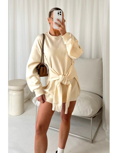 Bawełniana bluza oversize z wiązaniem 6782