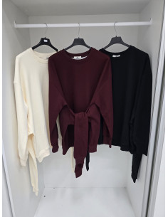 Bawełniana bluza oversize z wiązaniem 6782
