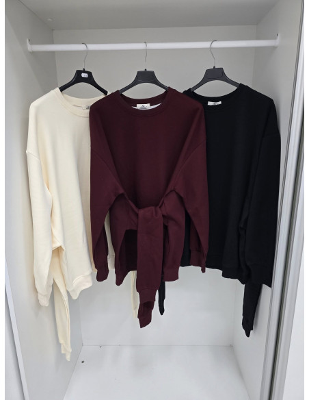 Bawełniana bluza oversize z wiązaniem 6782