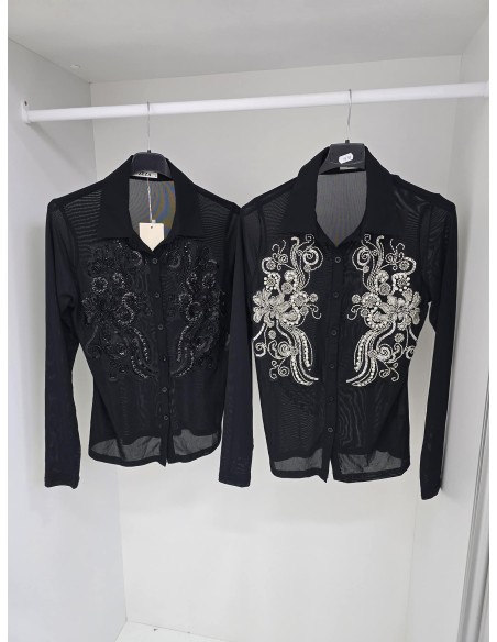 Siateczkowa koszula biżu 8682 2