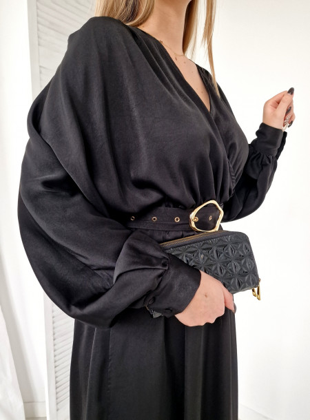 Satynowa Sukienka Maxi 9607 czarna