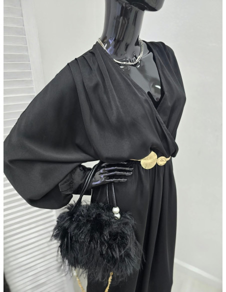 Satynowa Sukienka Maxi 9607 czarna