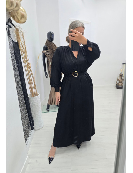 Satynowa Sukienka Maxi 9607 czarna