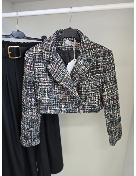 Żakiet Tweedowy 3035 czarny 2