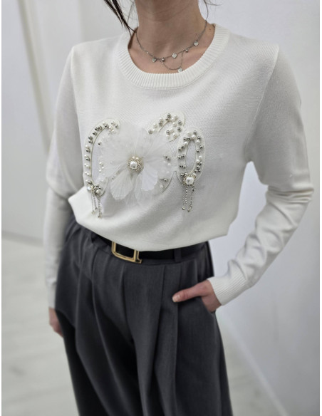 Wiskozowy sweter biżu 0076