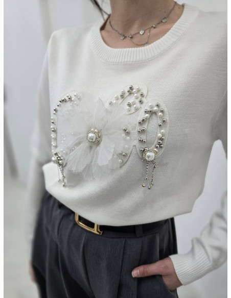 Wiskozowy sweter biżu 0076