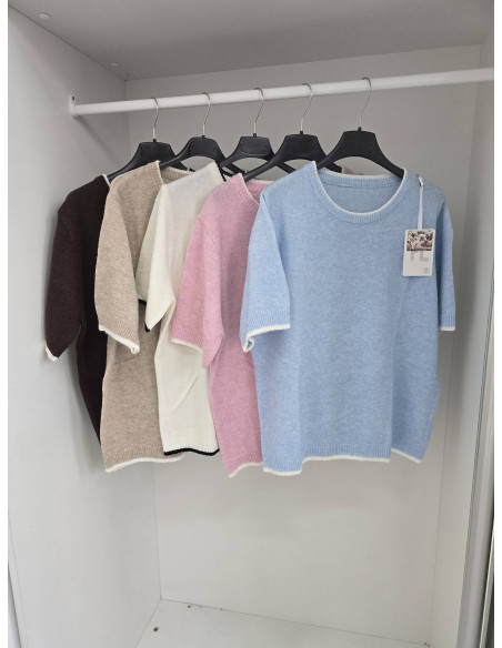 Kaszmirowy sweter krótki rękaw  G270