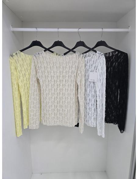 Koronkowa bluzka łódka  6001