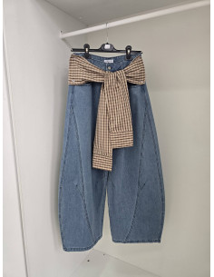 Spodnie jeans z wiązaniem  8952